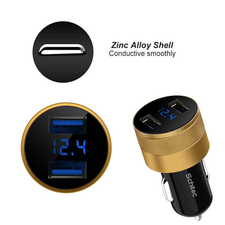 2 USB port 3.1A round shape car adapter
